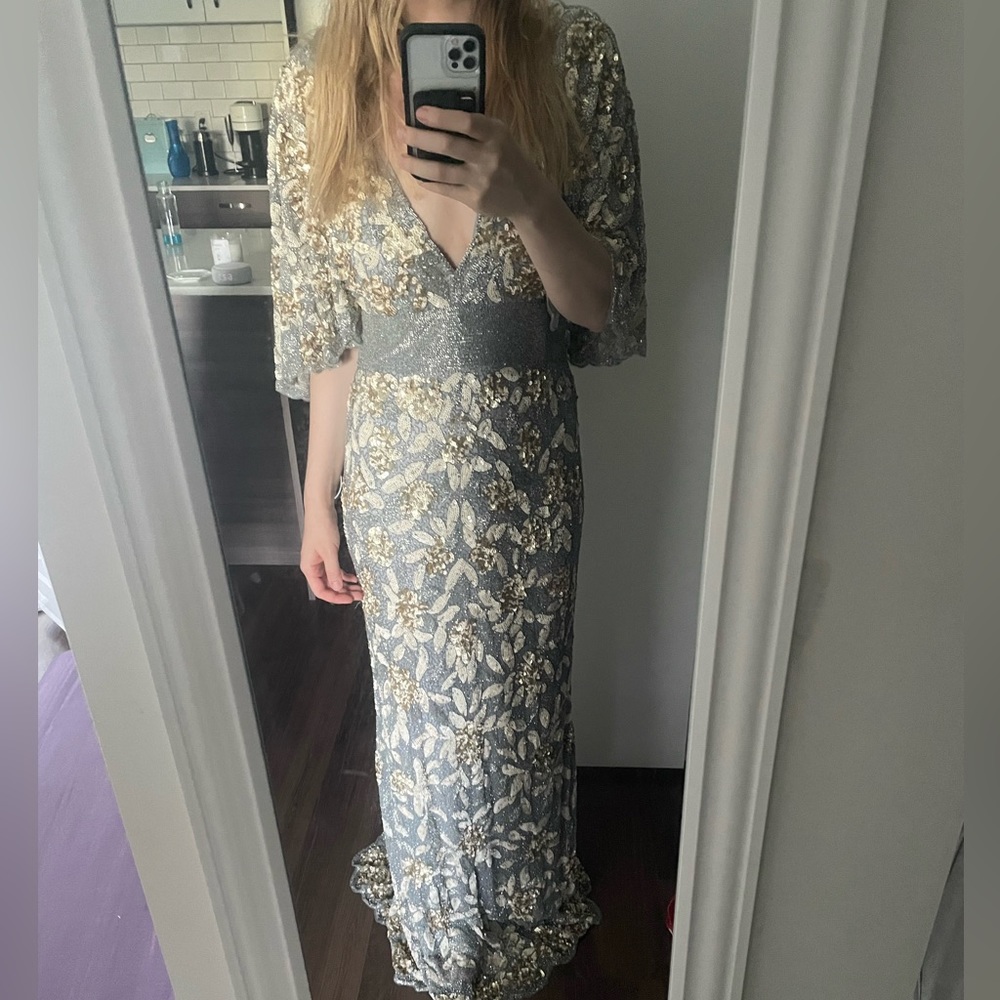 Mac Duggar Silver Dress. Worn once, pristine condition. Size 10